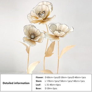Fiori <span class=keywords><strong>di</strong></span> <span class=keywords><strong>Carta</strong></span> Personalizzati, Papaveri Artificiali Giganti Fatti a Mano 60cm per Decorazioni <span class=keywords><strong>di</strong></span> Matrimoni e Vetrine - Product Image 3