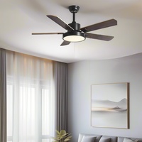Ventilateur de plafond moderne à LED en contreplaqué à 5 pales de 52 pouces BLDC avec télécommande et contrôle de vitesse variable - pour salon