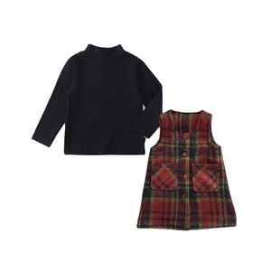 Completo Invernale per <span class=keywords><strong>Bambina</strong></span>: Vestito Gilet in Lana a Quadri con Camicia Sottogiacca - Set Abbigliamento Dolce per Bambine - Product Image 1