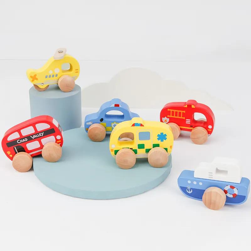 High Quality Wooden Kid Push Toys Wood Car Toddler 6 colors Mini Play Vehicle Wooden Toy