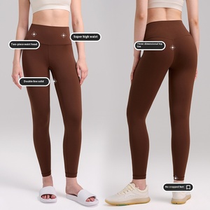 Pantalons de yoga pour femmes, taille haute, longueur entière, respirants, séchage rapide, légers, extensibles dans les quatre sens, collants de fitness, effet pêche, finition sablée - Product Image 3