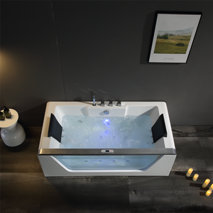 Baignoire d'angle en verre SPA avec massage à remous et bulles, 1,8 m, design moderne pour salle de bain principale, villa de villégiature - Product Image 1