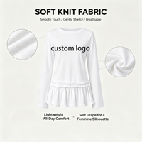 Robe T-shirt d'été personnalisée à col rond en jersey délavé à l'acide 200 GSM, anti-UV, anti-plis, avec ourlet peplum à volants, longue et légèrement évasée