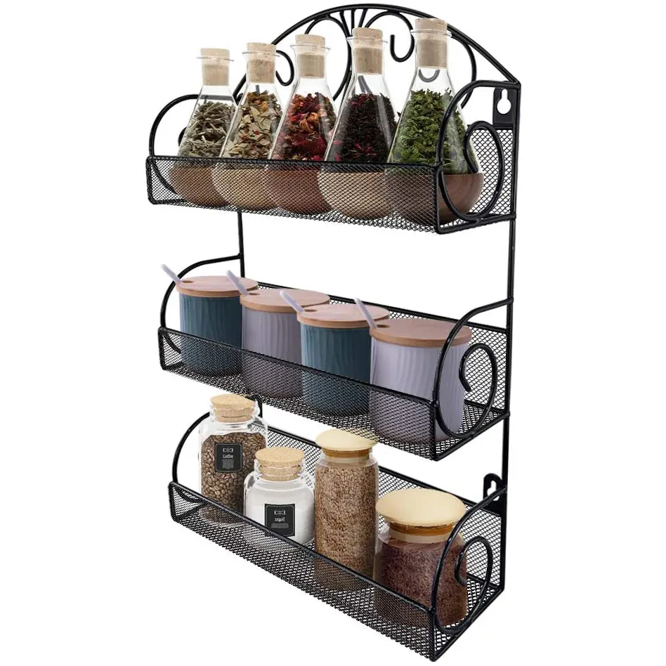 3 Tier Organizer 3 Tier Over The Door Spice Rack Wall Mount Hanging Spice Organizer For Cabinet Pantry Kitchen