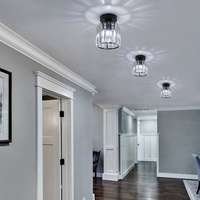 Lustre de plafond en cristal pour couloir, escalier, salon, entrée, petit modèle 13 cm, douille E27 E26, IP20, pour plafonds bas