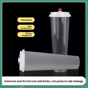 Gobelet jetable en PP extra-long de 90 mm, capacité 1000 ml, haute transparence, finition mate, paroi épaissie, couvercle moulé par injection, paille - Product Image 4