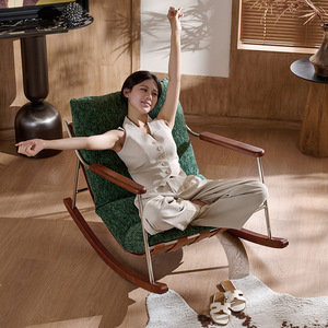Fica Rocking <b>Chair</b> Modern Single Sofa <b>Chair</b> Removable <b>Cover</b> <b>Recliner</b> Living Room Balcony <b>Chair</b> Framework Structure - Product Image 5