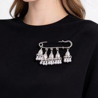 Broche Rétro Ethnique en Alliage Plaqué avec Fausse Perle et Pompon – Nouvelle Tendance, Design de Niche