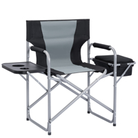 Chaise de camping pliante robuste avec structure en acier et tissu Oxford, avec table latérale et porte-gobelet pour pique-nique en plein air