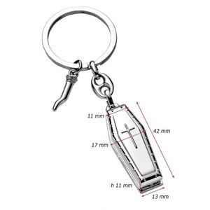 Llavero con colgante de ataúd de metal con diseño de cruz para Halloween, estilo gótico - Product Image 2