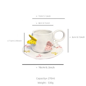 Productos de Venta Caliente, Juego de Taza y Platillo de Café de Cerámica Hechos a Mano, Productos para el Hogar Más Vendidos, Tazas de Cerámica con Mariposas 3D Irregulares - Product Image 6