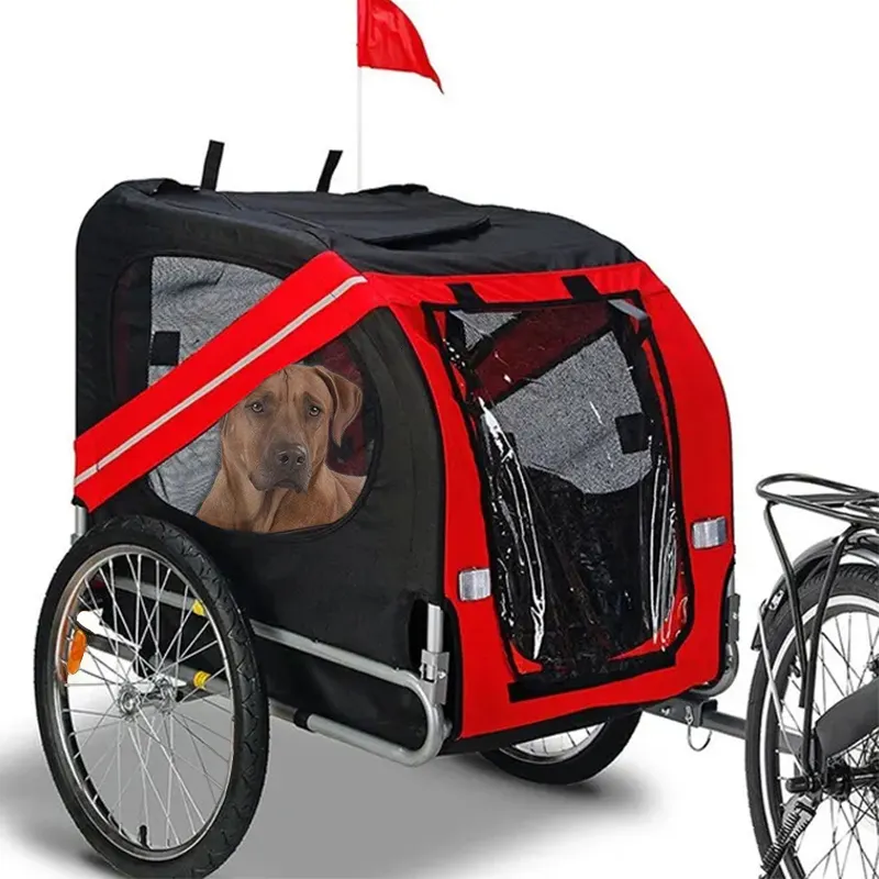Çift giriş evcil hayvan taşıyıcı torba ile tekerlekler kediler için küçük büyük köpekler katlanabilir çerçeve bisiklet bisiklet motosiklet yavru çekme karavan