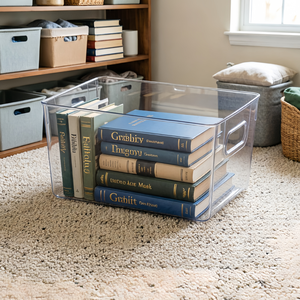 Caja de Almacenamiento de Plástico Transparente, Tamaño Grande con Asa, Caja de Plástico de Alta Transparencia <span class=keywords><strong>para</strong></span> Frutas, Alimentos, Condimentos, <span class=keywords><strong>Libros</strong></span> - Product Image 6