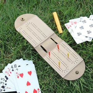 Creative Cribbage Board Set Faux Leather <b>Playing</b> <b>Card</b> Scoreboard Portable Game Scoreboards for Outdoor Activity & Party - Product Image 2