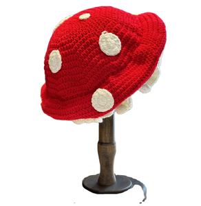 Gorro de punto con volantes hecho a mano con volantes, pescador inspirado en el Anime, gorro de hongo de ganchillo <span class=keywords><strong>Amanita</strong></span> para mujer - Product Image 3