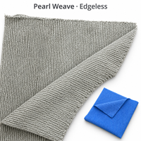 Chiffon de polissage auto en microfibre tissée effet perle sans bords 350GSM 40x40cm, non pelucheux, pour lustrage et cirage automobile