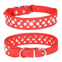 T2038 Colliers pour animaux de compagnie Rhinestones PU Leather Plain Weave Snake Pattern Metal Accessories Neck Rings Factory