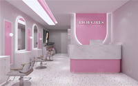 Étagère de présentation de perruques en acier inoxydable doré sur mesure, mobilier de présentation d'extensions de cheveux, décoration rose pour salon de beauté