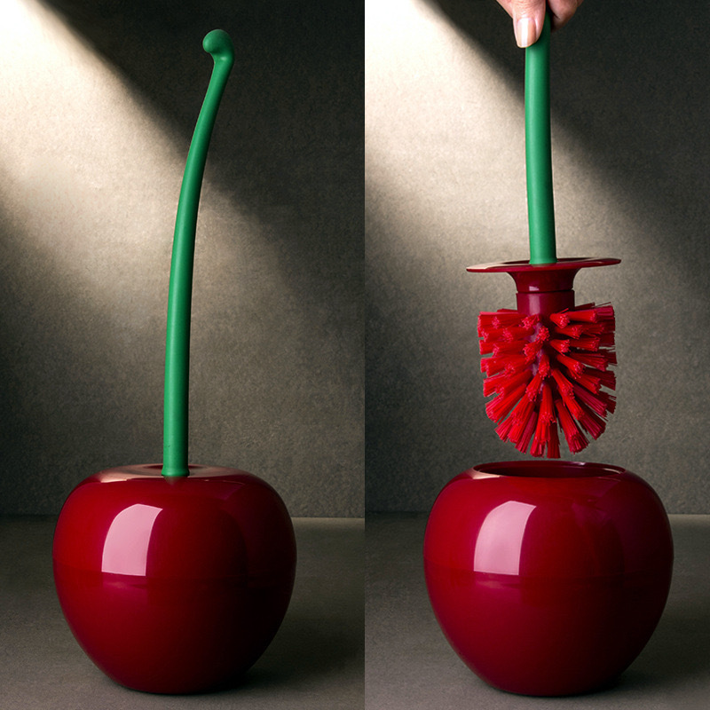 Cherry Toilet Brush Set, Long-handle Creative Plastic Brush for Bathroom Cleaning, Household Daily Necessities