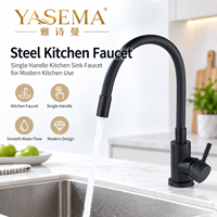 Robinet de cuisine en acier noir, mitigeur d'évier à poignée unique, bec flexible, débit d'eau fluide, vente en gros d'usine OEM ODM