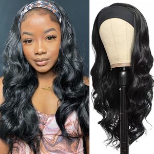 Perruque en promotion pour femmes africaines, longue et bouclée, grandes ondulations, marron et blonde, avec bandeau, 260g, stock usine - Product Image 2
