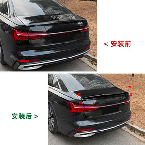 Audi A6 S6 C8 2018-2025 <b>Rear</b> <b>Spoiler</b> Piano Black Carbon Fiber Texture Ducktail Trunk Lip - Product Image 4