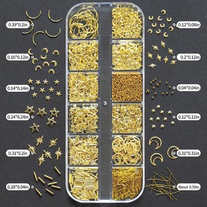 Set de 12 Compartimentos de Adornos para <span class=keywords><strong>Uñas</strong></span> <span class=keywords><strong>con</strong></span> <span class=keywords><strong>Media</strong></span> Perla Dorada y Plateada, <span class=keywords><strong>Luna</strong></span>, Estrellas y Decoraciones Metálicas para Arte de <span class=keywords><strong>Uñas</strong></span> DIY - Product Image 4