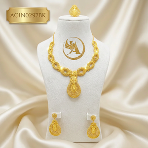 Royal Vintage African 24K Gold Plated <b>Bridal</b> Charm Necklace Set for Women Fashion Necklace - Product Image 1
