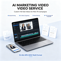 Servicio de Creación de Videos de Marketing Generados por IA, Anuncios Publicitarios en Formato HD MP4 para Campañas de Facebook y TikTok, Escritura de Scripts para el Público