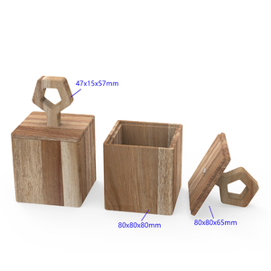 Acacia Wood Rectangle Spice Container with Lid Modern Durable <b>Wooden</b> <b>Tea</b> Organizer <b>Box</b> - Product Image 2