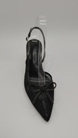 Sandales à talons aiguilles pour femmes 2026, vente en gros, pour soirée, avec nœud élégant, slingbacks, talons fins bon marché, design en maille durable