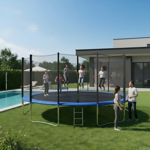 Trampoline de fitness pliable de qualité commerciale de 16 pieds pour enfants et adultes, grand modèle en PVC avec protection, durable, pour l'extérieur, pour le sport, pour filles et garçons - Product Image 2