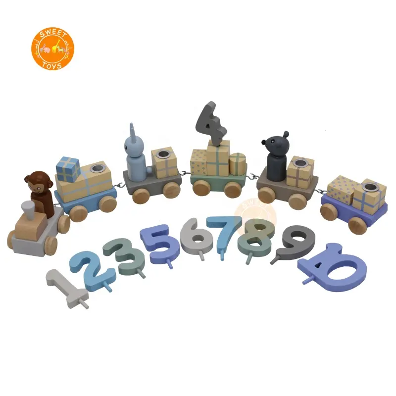 The Latest Design Wooden Animal Train With Candle Children Birthday Train Toys Magnetic Combination Car Toy Set For Kids
