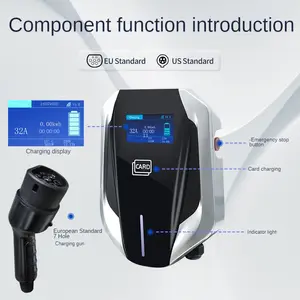 Chargeur rapide EV domestique 7kW 32A Type 2 Station de charge Portable wallbox Chargeur de voiture électrique EV avec écran d'affichage