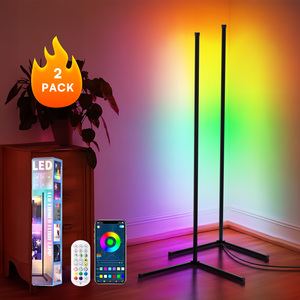 โคมไฟตั้งพื้นแบบมุม 2 ชิ้น โคมไฟ RGB แสงสว่างทันสมัย ควบคุมผ่านแอปพลิเคชัน พร้อมฐานที่แข็งแรง ติดตั้งง่าย - Product Image 1