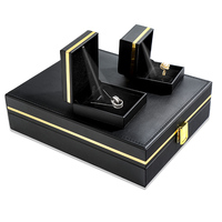 Boîte à bijoux LED logo noir estampage or paquet de collier LED de luxe boîtes à bagues personnalisées boîte à bijoux avec miroir