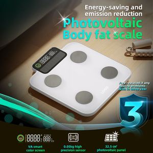 Báscula digital con conexión de teléfono inteligente única, báscula de pesaje de vidrio con Bluetooth, báscula de grasa corporal con energía Solar con fondo de plástico completo - Product Image 2