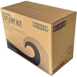 Juego de Cubiertos Desechables de Plástico de Cuatro Piezas Boardwalk, Peso Medio, con Estuche para Servilletas, Paquete de 250 para Fiestas - Product Image 5