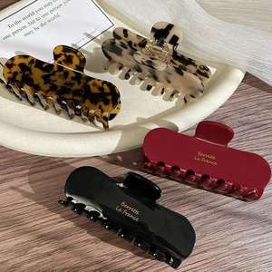 Yuxi klip rambut hiu antik 10cm cakar rambut Logo kustom aksesori rambut warna polos grosir mewah cakar rambut untuk harian - Product Image 2