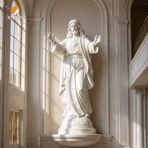 Estatua de <span class=keywords><strong>Jesucristo</strong></span> Tallada <span class=keywords><strong>a</strong></span> Mano en Mármol Blanco Natural, Escultura Religiosa del Sagrado Corazón para Decoración de Iglesias y Catedrales, Personalizada - Product Image 1