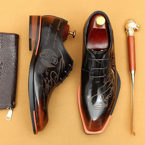 Zapatos de cuero para hombre más vendidos, zapatos de cuero con acabado brillante, cuero de vaca genuino, zapatos formales de negocios grabados de estilo inglés - Product Image 2