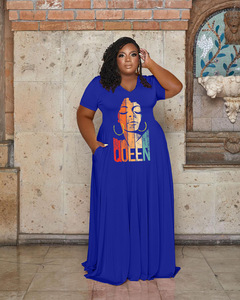 <span class=keywords><strong>Abbigliamento</strong></span> estivo da donna prodotto più venduto bavero con scritta <span class=keywords><strong>regina</strong></span> stampa Maxi abito Casual largo - Product Image 5