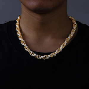 Nuova Collana a Catena Intrecciata con Diamanti Moissanite VVS Taglio Baguette, Gioielli Hip Hop da Uomo in Argento Sterling 925 da 10mm - Product Image 4