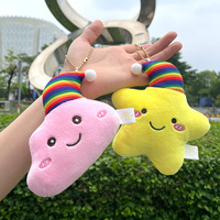 Porte-clés en peluche super doux en coton PP de 4 pouces, motif étoiles, lune, soleil et nuages blancs, pour sac à dos scolaire, 8-13 ans