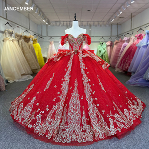 Robes de mariée rouges élégantes en organza avec broderie, robe de bal, col cœur, manches courtes Dy1261-1 - Product Image 1