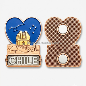 Imán de nevera metálico con bandera de Chile, diseño personalizado, esmalte suave, Rapa Nui, <span class=keywords><strong>Atacama</strong></span>, Torres Del Paine, Pisco Sour, recuerdo, venta al por mayor de fábrica - Product Image 3
