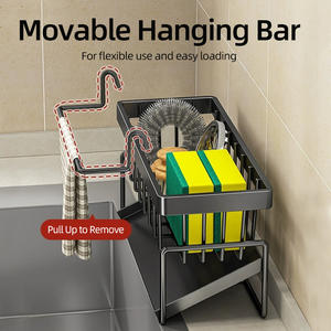 Organisateur <span class=keywords><strong>d</strong></span>'outils de nettoyage pour comptoir de cuisine, support robuste antirouille pour éponge et brosse à poser près de l'évier - Product Image 3