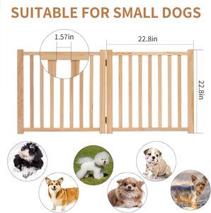 Puerta para mascotas independiente para perros, corralito de madera para perros, para puertas, casa, barrera interior, valla de seguridad de madera plegable para perros con 4 paneles - Product Image 4