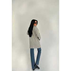 Chaqueta de Mujer con Botones y Rayas Marrones - Product Image 1