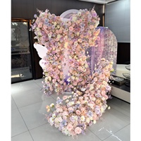 Arche florale avec accents de nœuds, toiles de fond de mariage, décor d'événements, murs de fleurs artificielles en soie pour séances photo